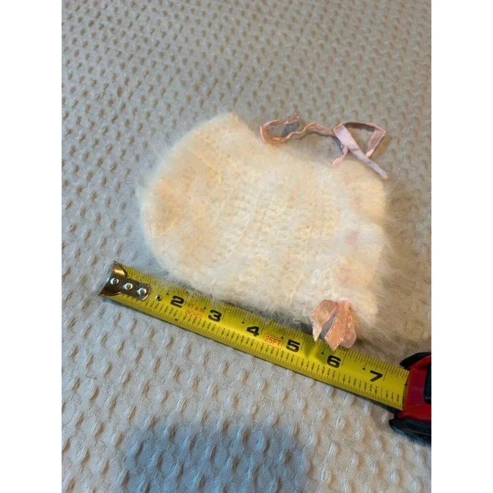 Baby Girl Infant Angora Cream Fuzzy Bonnet Hat